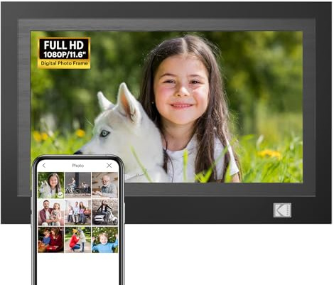 KODAK 11,6 Zoll Digitaler Bilderrahmen WiFi 1920 x 1080, IPS Touchscreen, teilen Sie Fotos und Videos über die App, Kalender, Wecker, Wetterzeit