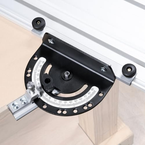 POWERTEC Adjustable Angle Track Saw Guide - Precision Miter Cuts, 13 Positive Stops, Wide Guide Rail Compatibility (72182)