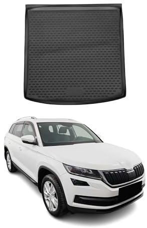 OMAC Kofferraumwanne für Skoda Kodiaq 2016-2021 TPE | 5 Sitze, Kofferraummatte, Laderaumwanne, Allwetter, fahrzeugspezifisches Produkt, Antirutsch, 3D-Passform, wasserdicht