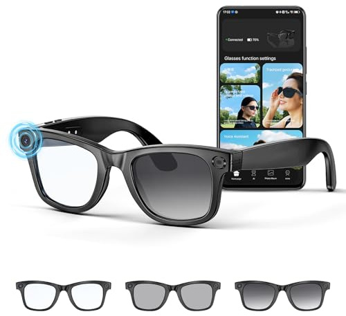 Mingtawn AI Smart Glasses 4K HD-Kamera, 270 mAh, 800 W Anti-Verwacklungs-Kamera-Brille mit Videoaufzeichnung, Dual-Mikrofon, Simultanübersetzung/GPT-Objektidentifizierung, (Photochrome Gläser)