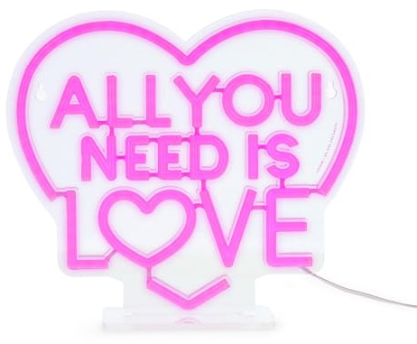 Legami – Leuchtreklame mit Neon-Effekt, All You Need is Love, Dekoration, abnehmbarer Sockel, Stromversorgung über Typ-C-Kabel, nur für den Innenbereich geeignet