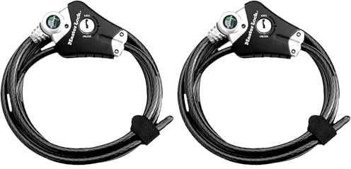 Master Lock Damen, Verstellbares Kabelschloss mit Schüsselschloss - Ideal für Sportausrüstung, Werkzeuge und Gartenmöbel, Schwarz, 1 cm Durchmesser (Kabel einstellbar von 30 cm bis 1,8 m)