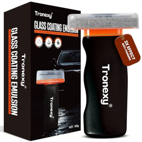 TRONEXY Car Oil Film Remover for Windscreen & Auto Glass – Powerful Oil Film Cleaner with Built-in Sponge Applicator, Anti-Rain & Anti-Fog Glass Polishing Cream, Streak-Free Visibility (100 grams)