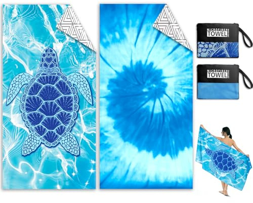 Microfibre Beach Towels for Adults - 2 Pack 180x90cm Microfibre Towel