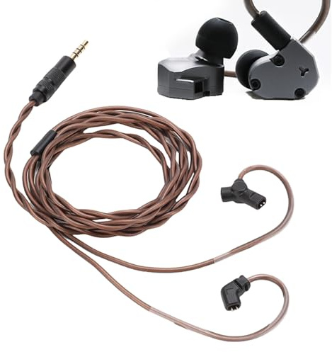 Jectse IEM Cable, Detachable Mic with OFC Wiring for 2 Pin 0.78mm Headphones, Compatible with QDC UE CCA TRN, 3.5mm Gold Plated Plug