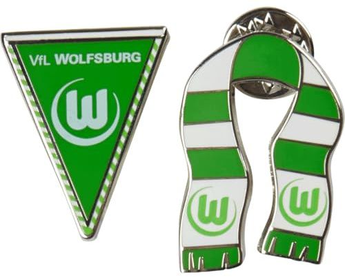 VfL Wolfsburg Pin 2er-Set – Offizielle Anstecknadeln | Fußball Fan Pins aus Metall | Fanartikel für Kleidung, Rucksack & Cap