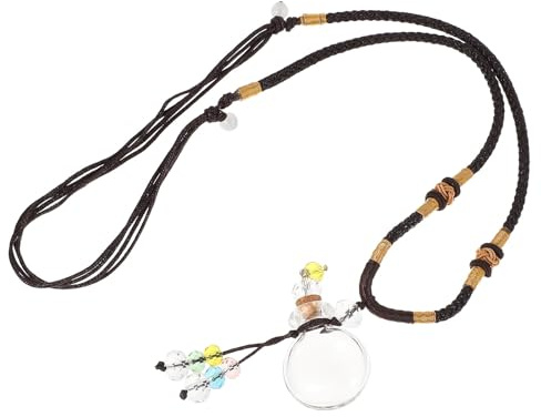 GRIRIW Collier Pendentif à Huile Essentielle Bijou Délicat et Élégant en Verre Coloré Blanc Corde Tressée, Fonction Aromathérapie et Purification de L'air