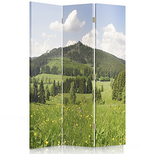 Paravent intérieur Réversible 3 Panneaux Clairière Vert 110x150 cm