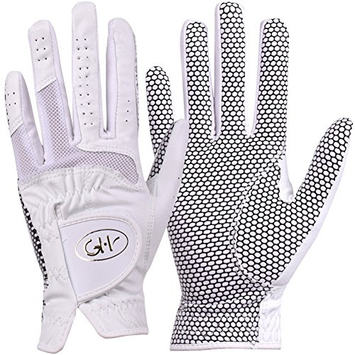 GH Women's Leather Golf Gloves One Pair - Plain Both Hands (White, 19 (S))