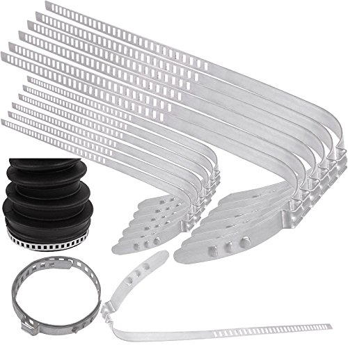 TECPO Achsmanschetten-Schellen-Set 12-teilig, für Thermoplast- & Gummi-Achsmanschetten, 6 große (60-124 mm), 6 kleine (28-65 mm) Schellen, für alle gängigen Fahrzeugtypen geeignet, korrosionsgeschützt