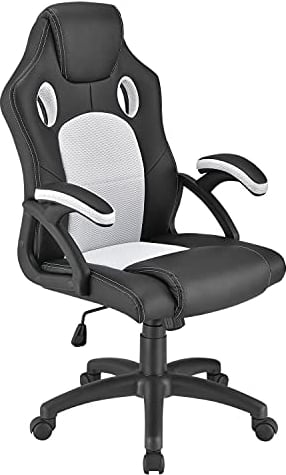 Juskys Racing Schreibtischstuhl Montreal ergonomisch höhenverstellbar & gepolstert 120 kg belastbar Bürostuhl Drehstuhl PC Gaming Stuhl - weiß