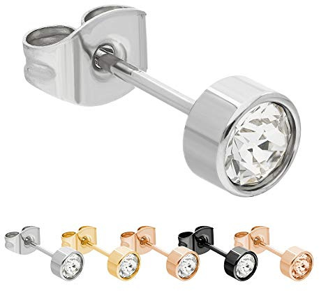 Max Palmer® Kristall Ohrstecker - Edelstahl - 5 Farben & 4 Größen