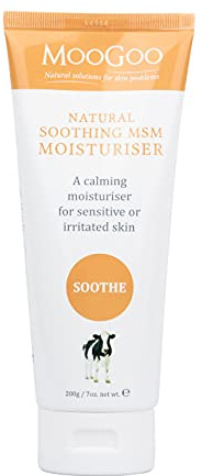 MooGoo Soothing MSM Moisturiser - Calming Face & Body Moisturiser for Sensitive, Red or Sunburnt, Irritated Skin Including Eczema, Psoriasis & Rosacea 200g / 7oz.