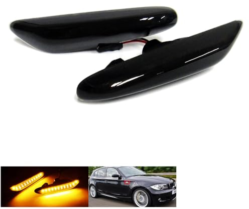 RZG 2x Schwarze Seitenblinker LED Begrenzungsblinker für 1 3 5 Serie E81 E82 E87 E46 E90 E91 E92 E60 E61 E83 X3