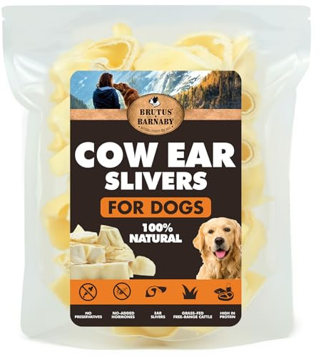 BRUTUS & BARNABY Cow Ears for Dogs – Thick Cut, Grass-Fed Angus Beef, All-Natural No-Rawhide Dog Treat Alternative
