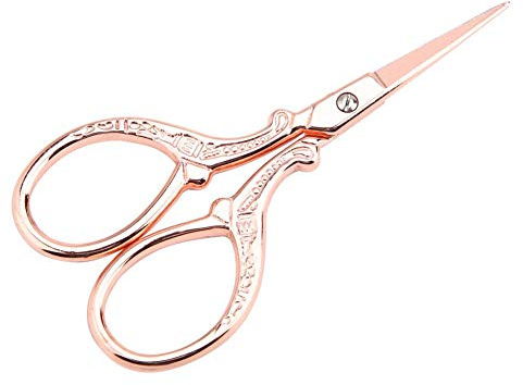 1PC Edelstahl Kleine Schere Schneiderschere Antiker Stil DIY Stickerei Nähzubehör Basteln Kleine Blume(Roségold)