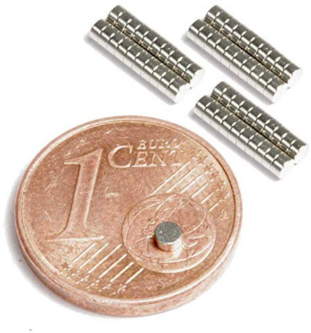 Neodym Magnet Mini Für Magnettafel Pinnwand Kühlschrank Magnetscheibe - Scheibenmagnet - Whiteboard Rund Flach 2mm x 1mm - N45 Stark (96)