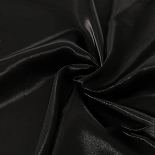 Seiden Satin Stoff Glanz Gewebe Meterware Kleidung Vorhang Mode Hochzeitsdeko Abendkleidung Karnevalskostümen und Röcken Deko Tischdecken zum Nähen von Kissen Bettwäsche von-150cm b(Color:schwarz)