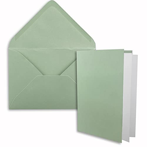 FarbenFroh by GUSTAV NEUSER 75x DIN B6 Faltkarten Set mit Umschlägen in Eukalyptus - 120 x 170 mm - inkl. weißem Einlege-Papier - ideal für Einladungskarten, Hochzeit, Taufe, Kommunion, Konfirmation