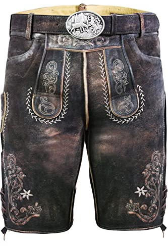 Edelnice Trachtenmode hochwertige Kurze Trachtenlederhose aus Ziegenleder Alex Gr. 52