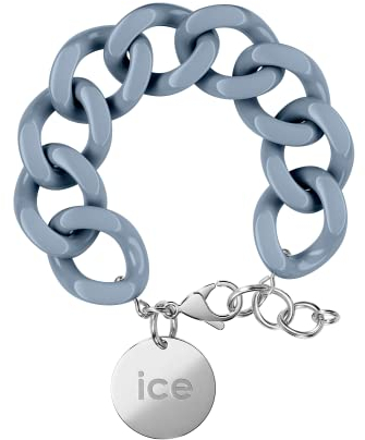 ICE - Jewellery - Chain bracelet - Artic blue - Silver - Kettenarmband mit blaufarbenen XL-Maschen für Frauen, geschlossen mit einer silberen Medaille (020918)