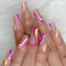 Handcess Coffin Glänzende Kunstnägel Lange Rosa Französische Kunstnägel Wellenlinie Press on Nails Ballerina Acryl Stick on Nails für Frauen und Mädchen (24 Stück)