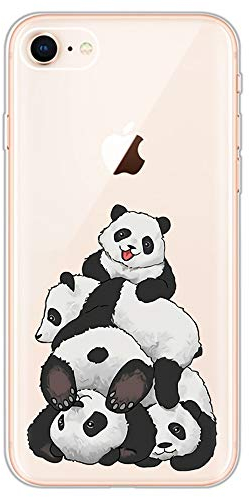 Compatible with iPhone SE 2022 2020/iPhone 7 8 Case Clear Silicone Transparent Soft Bumper Shockproof Protective Ultra Thin Slim Pretty Cover for Girls Boys Women Men Panda