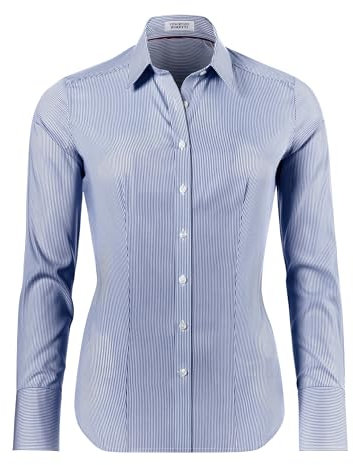 Vincenzo Boretti Bluse, modern-fit/leicht tailliert, Hemdkragen, gestreift - bügelleicht dunkelblau/weiß 34