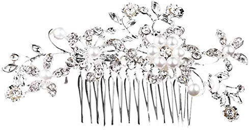 Hochzeitsnadeln Braut Haarkamm Perlen Clips Diamante Accessoires Kristall Brautzubehör Stirnband Winddicht (White, One Size)