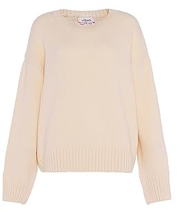 Aleva Damen Schicker Pullover mit Rundhalsausschnitt im sanften Stil Acryl WOLLWEISS Größe M/L