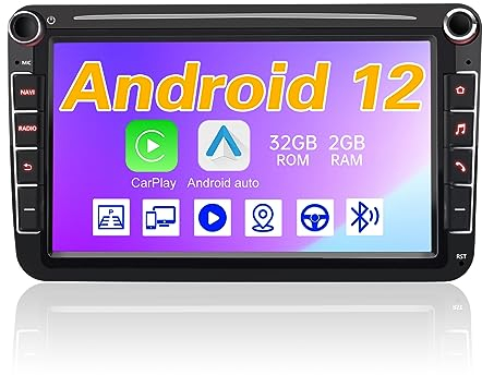 AWESAFE Autoradio für VW Golf 5 Golf 6 Skoda Seat, Android 12 Radio mit 8 Zoll Touchscreen, unterstützt Carplay Navigation Bluetooth MirrorLink