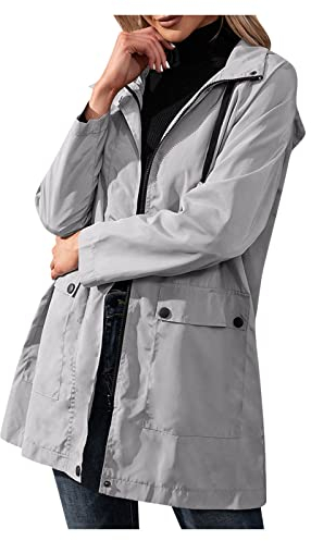 Warme und komfortable winter 2023 Y21K Wasserdicht Regen Leichte Regen Frauen Wasserdicht Winddicht Einstellbare Jacken Mantel Windjacke Mantel Frauen Ski 100Cm, grau, L