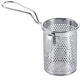 OUSIKA French Fry Chips Baskets 304 Stainless Steel Hot Frying Fried Basket Frying Pan Food Colander Oil Leak Cocoa Sieve Mesh Noodle Dumplings Strainer Kitchen Cooking Tools Baskets (Color : Round C