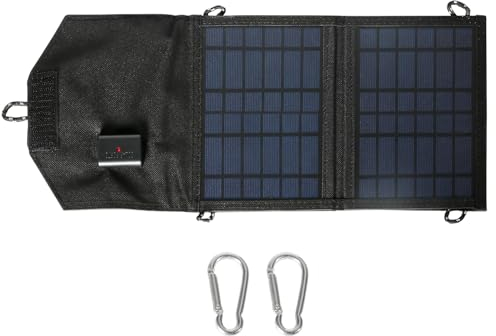 DEWIN Panneau Solaire Portable, Chargeur Solaire Pliable Banque d'énergie Solaire étanche 15W 5V Chargeur de Cellules Solaires USB pour téléphone Tablette Appareil Photo et Camping Voyage 2 Fois