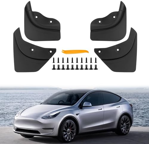 PSLER für Tesla Model Y 2019 2020 2021 2022 2023 2024 Schmutzfänger Spritzschutz Kotflügel Kein Bohren erforderlich Auto fürTesla Model Y Zubehör(4 Stück)