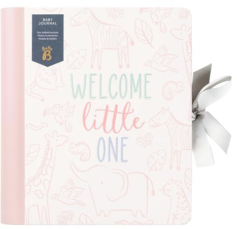 Busy B Baby-Tagebuch – Rosa – Vier Registerkarten für Fotos und Erinnerungen, Taschen und Aufkleber