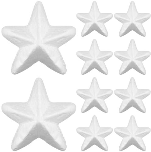 HOODANCOS Handwerk Schaumstoff Sterne 10 Stück Stern-förmigen Polystyrol Schaumstoffkugeln für Kunst und Handwerk DIY Ornamente und Dekorationen Weiß 2 Zoll