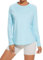 Gyabnw Womens Gym Tops Long Sleeve Sports T-Shirt UPF 50+ Workout Fitness Yoga Running Top Moisture Wicking Crew Neck Activewear Shirts Blue