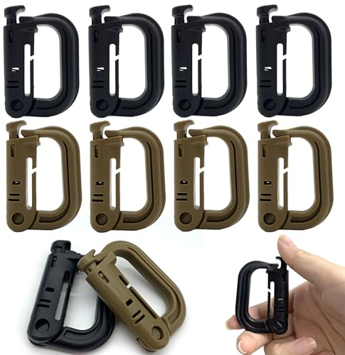 DHER karabiner für rucksäcke Molle Keychain Clip Molle Zubehör 10pcs D-Form Schnellspanner Schnalle Sicherheit Schnalle zusätzliche Press-on Taktische Bergsport Schnalle Rucksack Haken