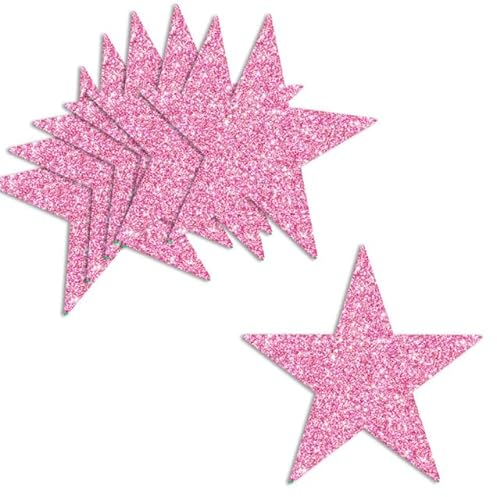 100 Stück glitzernde Papierstern-Konfetti-Ausschnitte für Geburtstag, Hochzeit, Partyzubehör (Rosa)