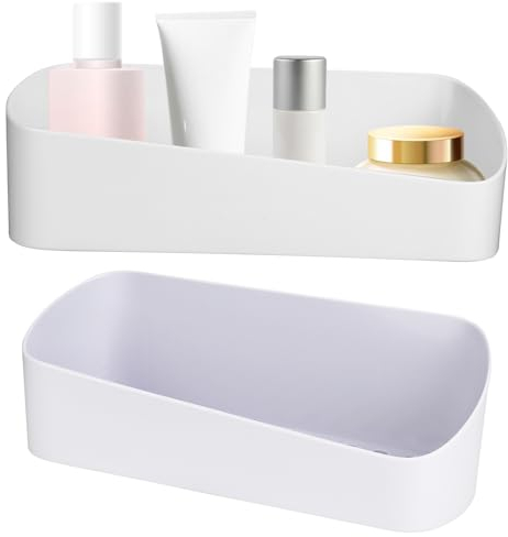 RUCUDIM Duschablage Ohne Bohren, Kunststoff duschregal Duschkorb, Selbstklebende Badezimmer Organizer, Shampoo Duschgel Halterung für Küche und Bad mit 2 Aufklebern 2PCS