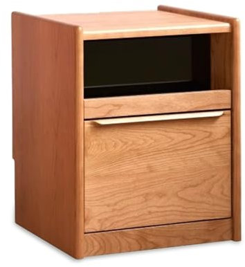 Nachttisch Kirsche Massivholz Nachtschrank Mit Schublade Offenes Regal Telefontisch Minimalistisch Und Praktisch Kompakt Nachtkommode Multifunktional Nightstand Für Kleine Räume Und Schlafzimmer(40x40