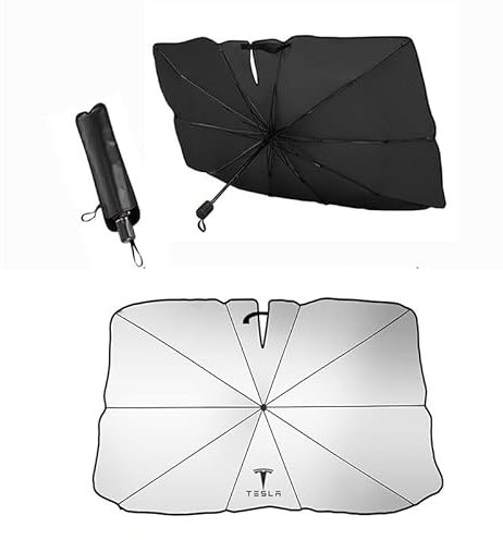 QWTYAFDD Parasol Parabrisas Delantero para Coche,para Tesla Model 3 Model Y Highland 2021-2024 Plegable Parasol Coche Paraguas Lunas Delanteras Accesorios