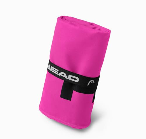 HEAD Active Fluo - Asciugamano Microfibra con Elastico Ideale come Asciugamano Palestra Sport Fitness Morbido Leggero Rapida Asciugatura, Asciugamani Bagno Assorbente Salvaspazio Viaggio 40x60, Rosa
