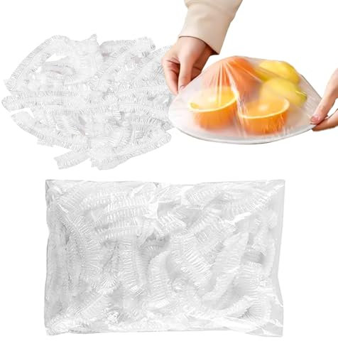 Coperchi termoretraibili per alimenti, riutilizzabili, in plastica elasticizzata, per conservare la freschezza, per frutta, verdura, carne (bianco, 400)