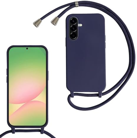 Beajew Coque Compatible avec Samsung Galaxy A16 Silicone Case, Couleurs de Bonbons Cover Silicone Antichoc, Coque Protection Antichoc avec Cordon Réglable Téléphone Case, Bleu Foncé