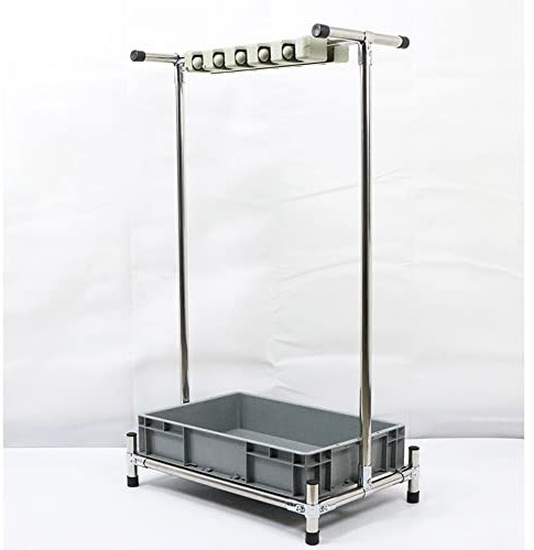 KLYDBMYT Broom and Mop Holder Put Wet Mops,Movable Commercial Mop Rack, Floor-Mounted Stainless Steel Mop Rack, Umbrella Stand,Garden Tool Storage,with Tray