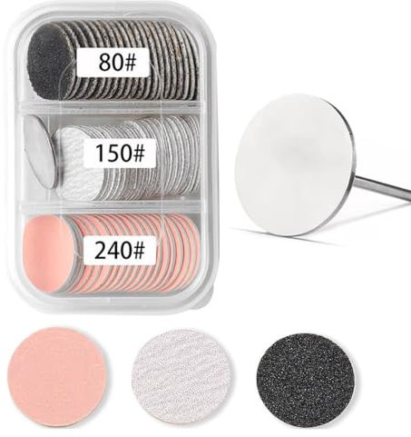 WeddHuis 60pcs Strumento per pedicure Carta vetrata,Grinder Carta Vetrata Disco Abrasivo Strumento Pedicure Dischi Abrasivi Pelle Morta Dura Tacco Screpolato Tacchi Screpolati-80#150#240#