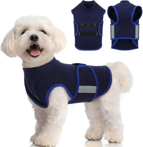 IECOii Hunde-Beruhigungsweste,Beruhigungsjacke für Haustiere,Anti-Angst-Mantel für Hunde,Angstweste gegen Gewitter,Feuerwerk,Trennung,Beruhigungsshirt für Hund,hält den Hund ruhig,Marineblau,XS