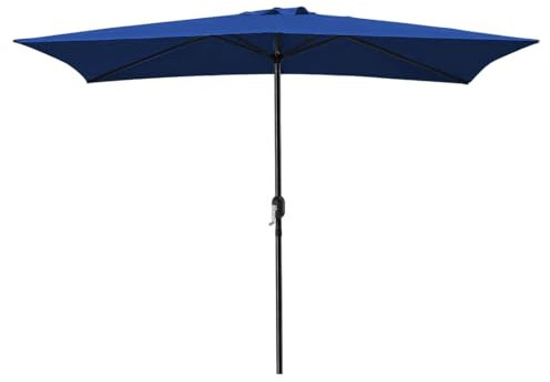 Acomoda Textil – Sombrilla de Jardín Forro Anti UV 200 x 300cm Parasol de Aluminio con Manivela, Toldo Rectangular para Patios y Terrazas (Azul)